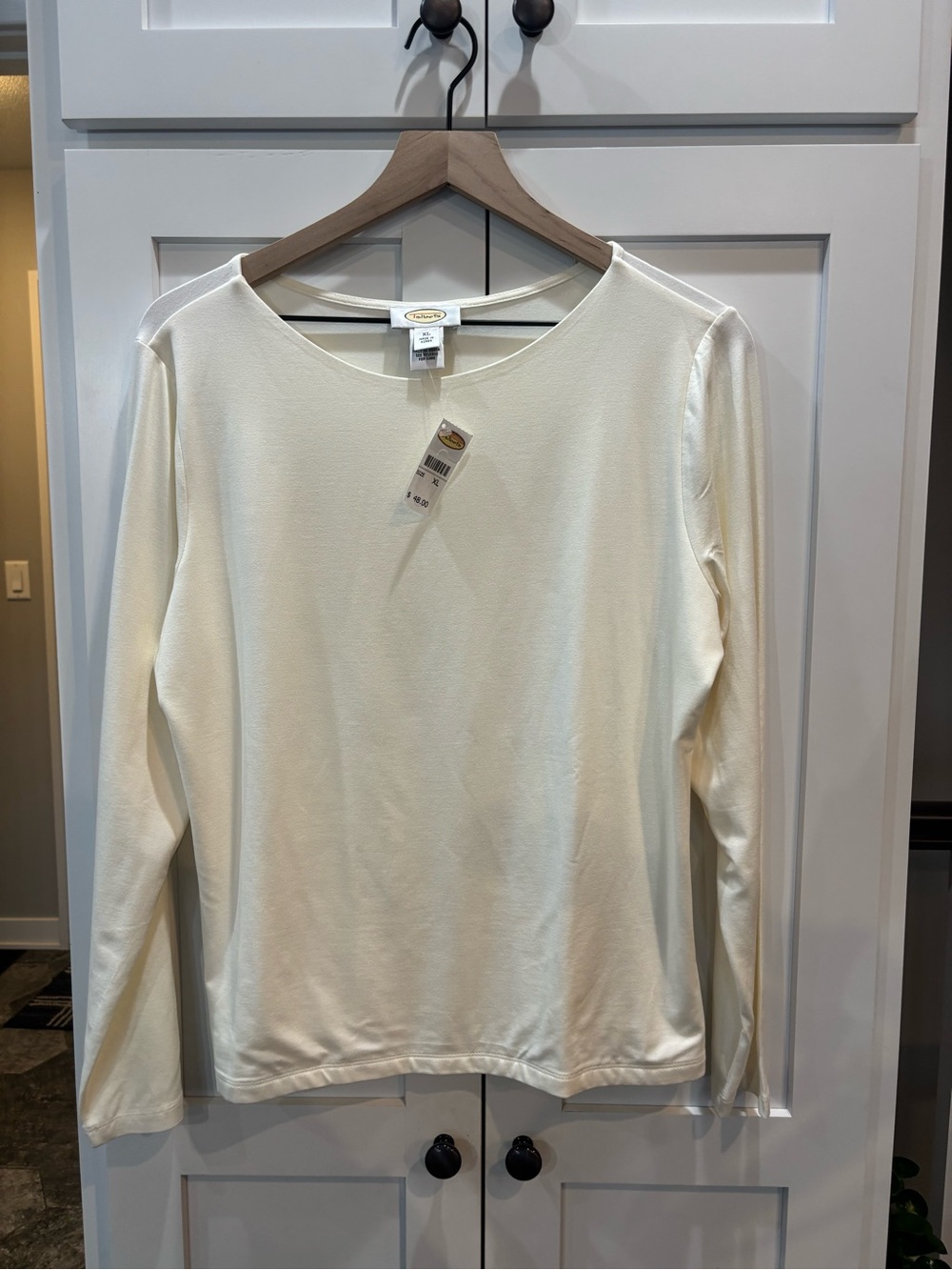 Talbots Cream Silk Blend Long Sleeve Knit Top